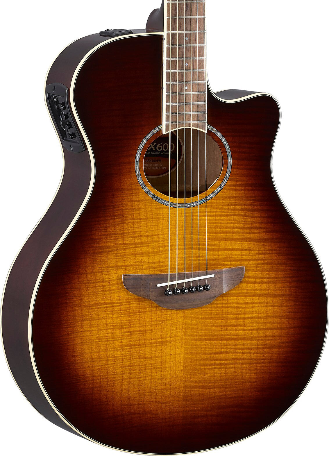 Yamaha APX600FM Tobacco Brown Sunburst Acoustic-Electric Guitar – Flamed Maple Style & Slim Stage Comfort