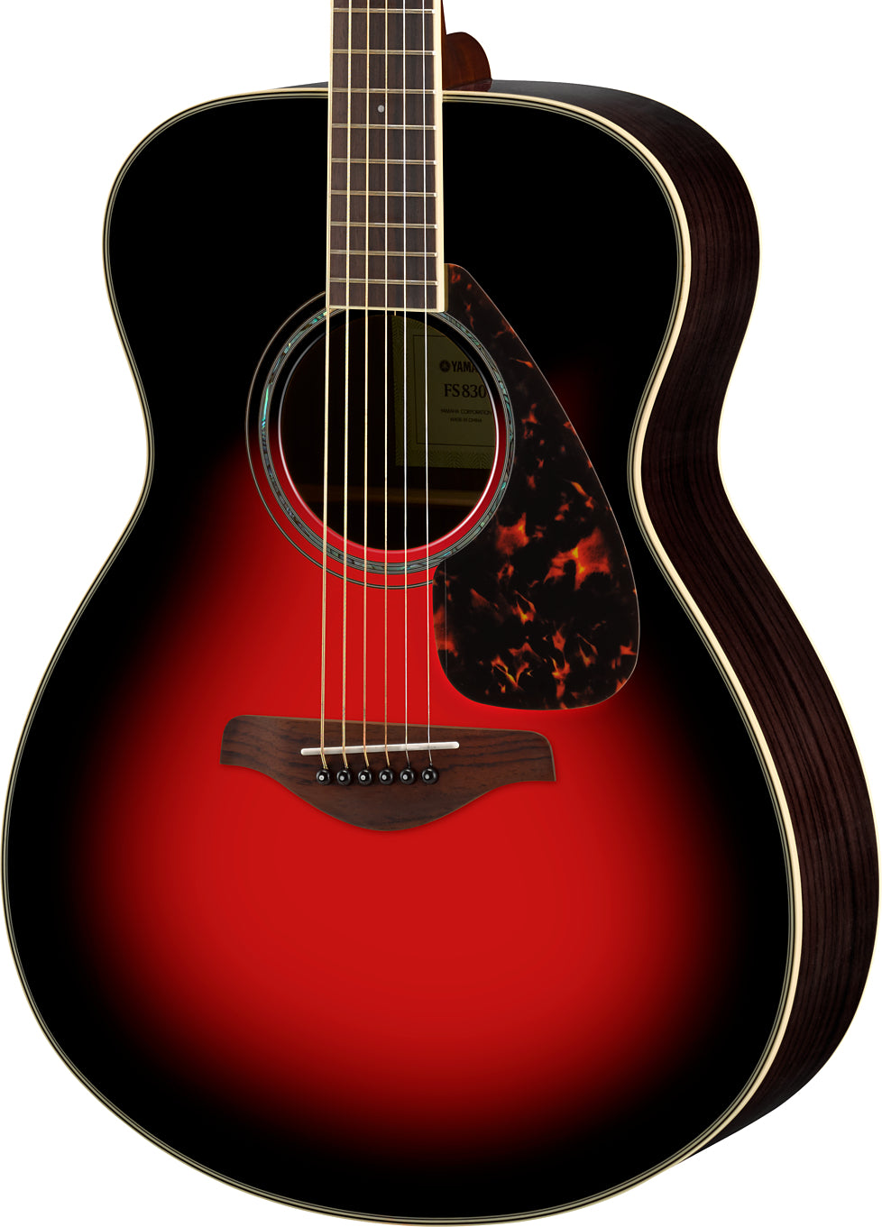 Yamaha FS830 Dusk Sun Red Concert Acoustic Guitar – Rich Rosewood Tone & Comfortable Playability