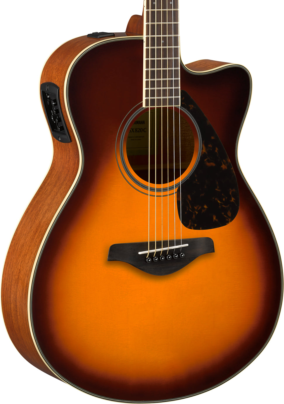 Yamaha FSX820C Brown Sunburst Mahogany Concert Cutaway Acoustic-Electric Guitar – Warm Tone & Stage-Ready Comfort