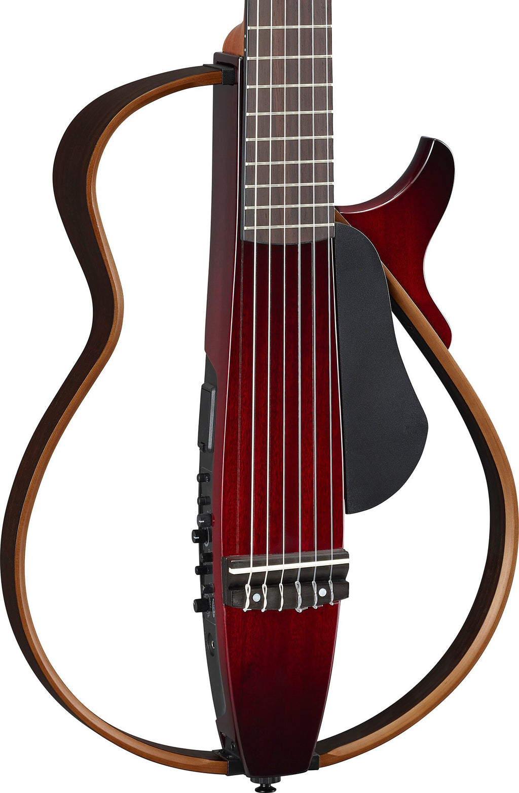Yamaha SLG200N Crimson Red Burst Silent Guitar – Quiet Nylon-String Practice & Travel Performance