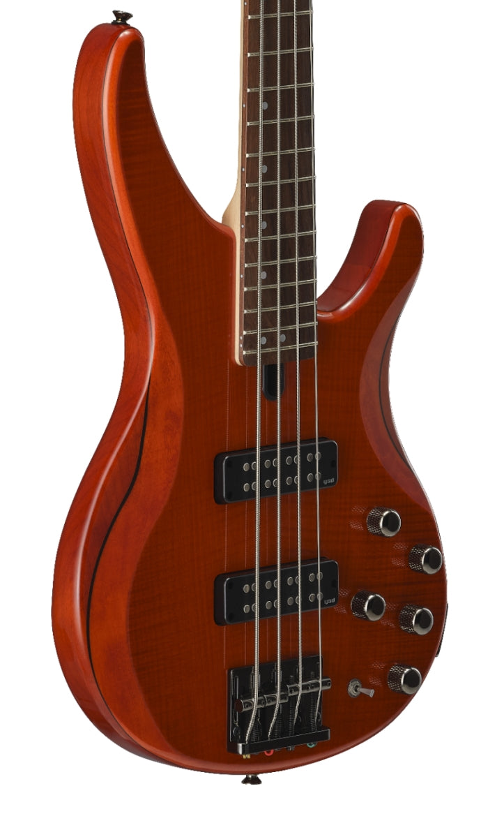 Yamaha TRBX604FM Caramel Brown Bass Guitar – Flamed Maple Style & Active/Passive Flexibility