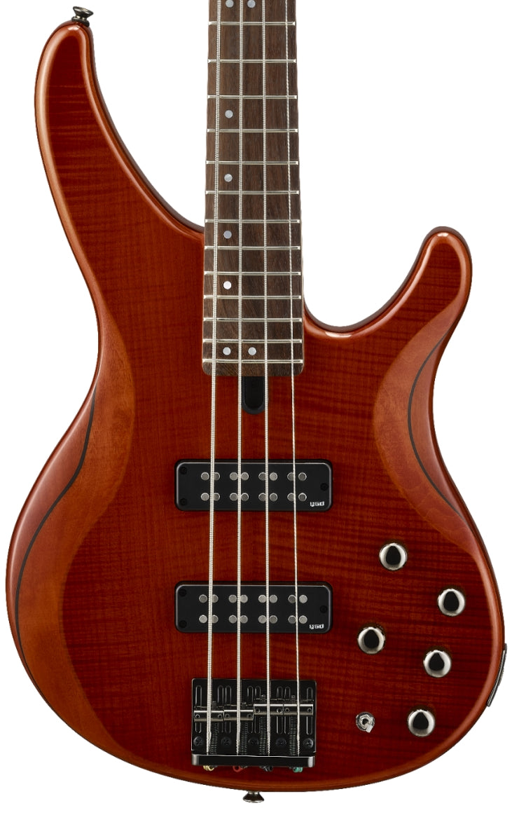Yamaha TRBX604FM Caramel Brown Bass Guitar – Flamed Maple Style & Active/Passive Flexibility