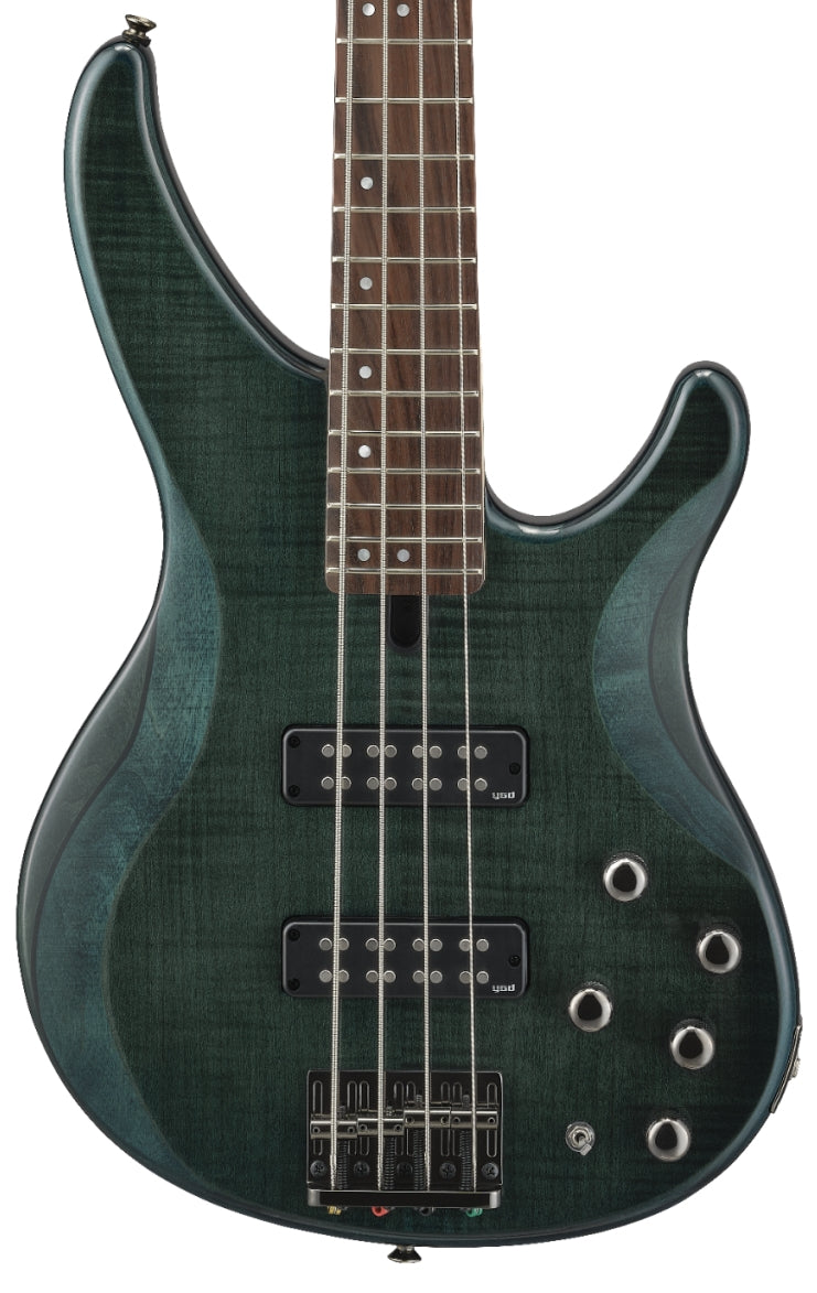 Yamaha TRBX604FM Indigo Blue Bass Guitar – Flamed Maple Style & Active/Passive Flexibility