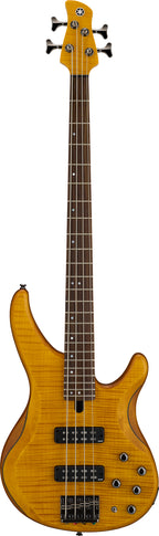 Yamaha TRBX604FM Matte Amber Bass Guitar – Flamed Maple Style & Active/Passive Flexibility
