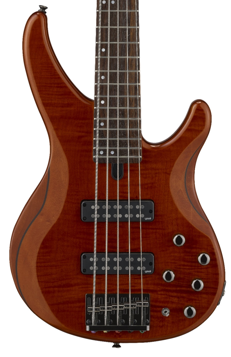 Yamaha TRBX605FM Caramel Brown 5-String Bass Guitar – Flamed Maple Style & Extended Active/Passive Flexibility