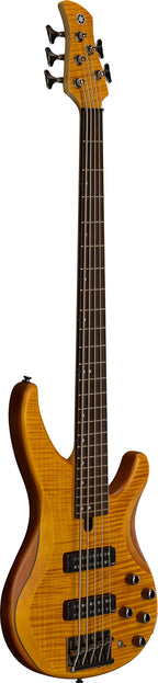 Yamaha TRBX605FM Matte Amber 5-String Bass Guitar – Flamed Maple Style & Extended Active/Passive Flexibility