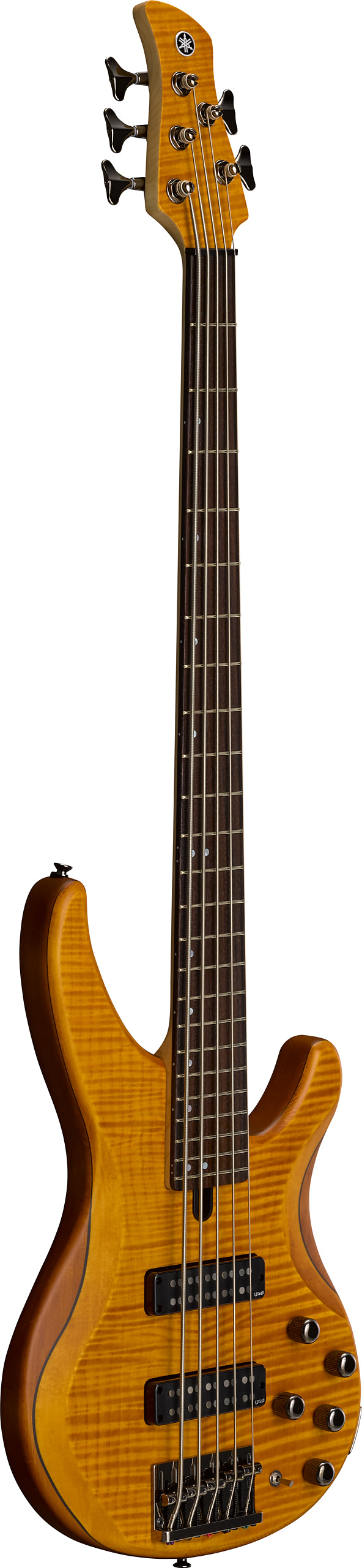Yamaha TRBX605FM Matte Amber 5-String Bass Guitar – Flamed Maple Style & Extended Active/Passive Flexibility