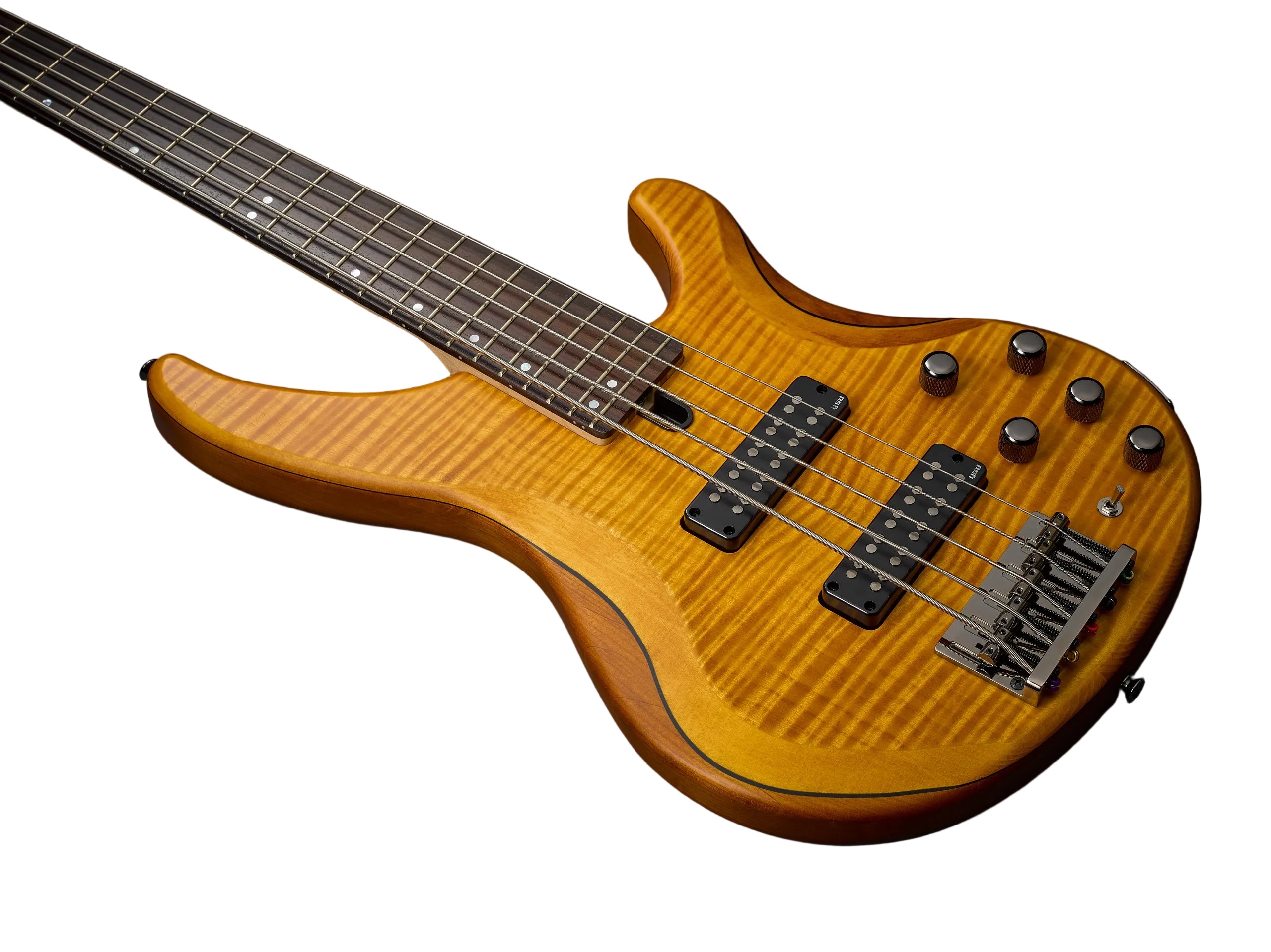 Yamaha TRBX605FM Matte Amber 5-String Bass Guitar – Flamed Maple Style & Extended Active/Passive Flexibility