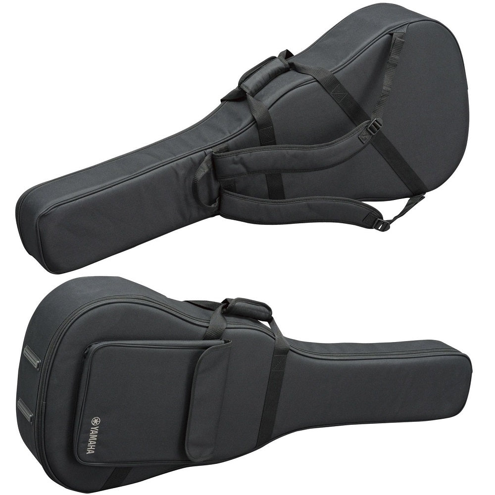Yamaha guitar hard bag shown from the front and back.